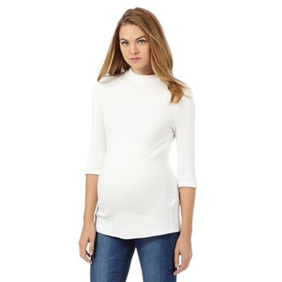 Red Herring Maternity White ribbed turtle neck top